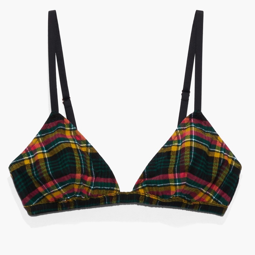Tartan plaid yellow multi colored bralette